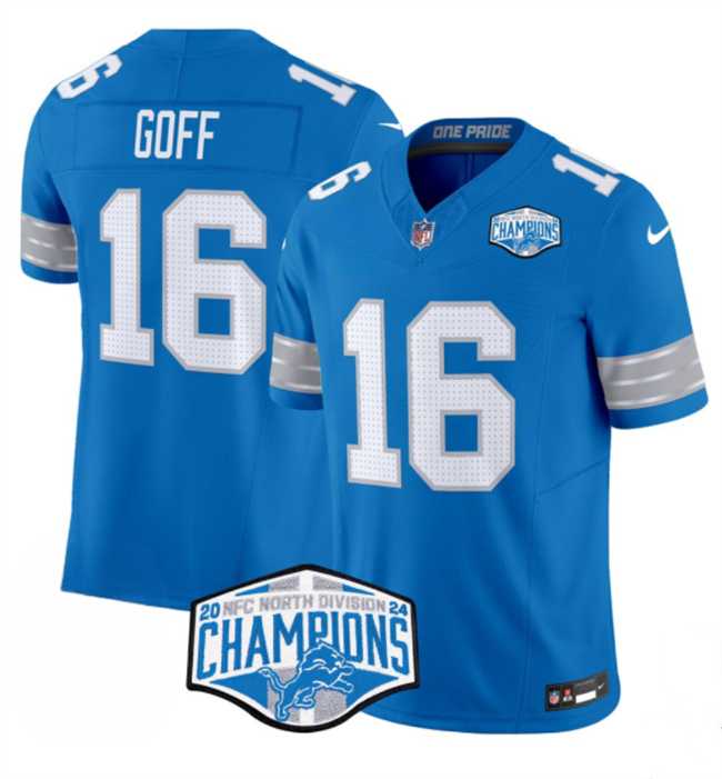 Men%27s Detroit Lions #16 Jared Goff Blue 2024 NFC North Champions F.U.S.E. Vapor Limited Stitched Jersey->detroit lions->NFL Jersey